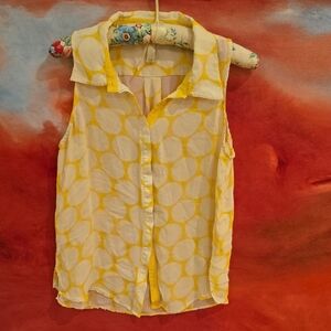Michael Stars Yellow Polka Dot Button Down Shirt